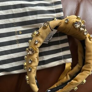 Lele Sadoughi heart mixed crystal velvet headband in topaz - BRAND NEW WITH TAGS